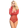 Subblime - 952303 Body Shiny Grill Avec Épaules Dénudées Manches Longues Rouge Taille Unique